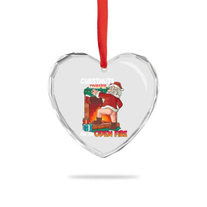 Funny Naughty Santa Heart Crystal Glass Ornament Chestnuts Roasting On An Open Fire Dirty Food Pun Xmas Joke TS02 Print Your Wear