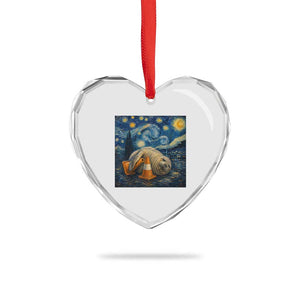 Funny Neil The Seal Starry Night Heart Crystal Glass Ornament Van Gogh Art for Tasmania Seal Lovers TS11 Print Your Wear