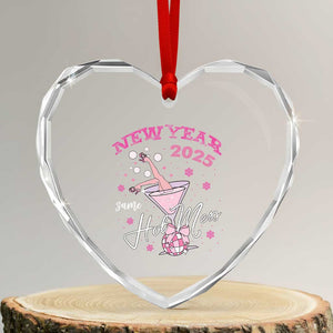 Funny New Year 2025 Same Hot Mess Heart Crystal Glass Ornament New Year's Eve Party Coquette Champagne Glass TS11 Transparent Glass 3'' Heart Print Your Wear