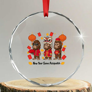 Funny New Year Same Assquatch Crystal Glass Ornament Bigfoot Lover TS12 Transparent Glass 3'' Circle Print Your Wear