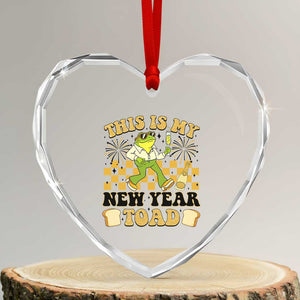 Funny New Years Eve Heart Crystal Glass Ornament This Is My New Year Toad Frog Pun TS11 Transparent Glass 3'' Heart Print Your Wear