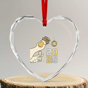 Funny New Years Eve Silly Goose 2026 Heart Crystal Glass Ornament New Year Party TS11 Transparent Glass 3'' Heart Print Your Wear