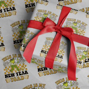Funny New Years Eve Wrapping Paper Roll This Is My New Year Toad Frog Pun TS11 White Print Your Wear