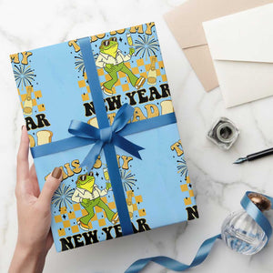 Funny New Years Eve Wrapping Paper Roll This Is My New Year Toad Frog Pun TS11 Light Blue Print Your Wear