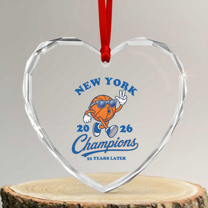 Funny New York 2026 Hoops Fan Graphic Heart Crystal Glass Ornament Vintage 26 Champions Pride 53 Years Later