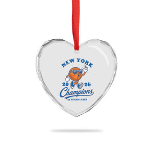 Funny New York 2026 Hoops Fan Graphic Heart Crystal Glass Ornament Vintage 26 Champions Pride 53 Years Later