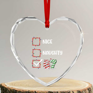 Funny Nice Naughty 67 Heart Crystal Glass Ornament Christmas Six Seven Meme Brainrot TS11 Transparent Glass 3'' Heart Print Your Wear