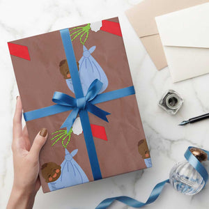 Funny NICU Labor Delivery Nurse Christmas Santa Black Baby Wrapping Paper Roll TS11 Mocha Print Your Wear