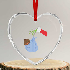 Funny NICU Labor Delivery Nurse Xmas Santa Black Baby Heart Crystal Glass Ornament TS11 Transparent Glass 3'' Heart Print Your Wear