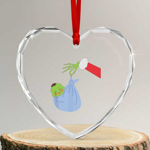 Funny NICU Labor Delivery Nurse Xmas Santa Green Baby Heart Crystal Glass Ornament TS11 Transparent Glass 3'' Heart Print Your Wear