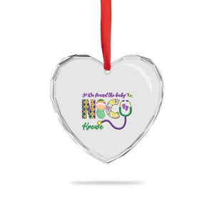 Funny NICU Mardi Gras Heart Crystal Glass Ornament We Found The Baby NICU Krewe King Cake TS11 Print Your Wear