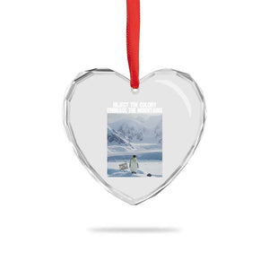 Funny Nihilist Penguin Existential Meme Heart Crystal Glass Ornament Reject the Colony Embrace the Mountains TS02 Print Your Wear