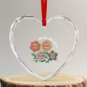 Funny No King No Fascists No Tyrants No Nazis Heart Crystal Glass Ornament We Are Not Okay Vintage Flower TS11 Transparent Glass 3'' Heart Print Your Wear