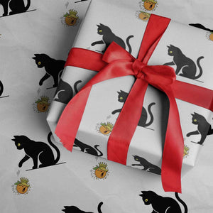 Funny No Kings Black Cat Wrapping Paper Roll Rebellious Cat Lover Gift TS12 White Print Your Wear