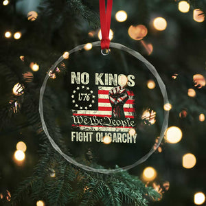 Funny No Kings Fight Oligarchy Crystal Glass Ornament Betsy Ross Flag Hand Fist - Print Your Wear