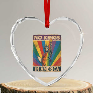 Funny No Kings In America LGBT Heart Crystal Glass Ornament Retro Statue Of Liberty TS11 Transparent Glass 3'' Heart Print Your Wear