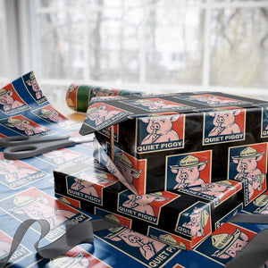 Funny No Kings Quiet Piggy Meme Wrapping Paper Roll Political Humor Gift - Print Your Wear