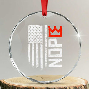 Funny Nope No Kings Vintage American Flag Crystal Glass Ornament - Print Your Wear