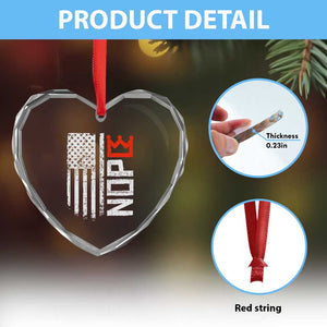 Funny Nope No Kings Vintage American Flag Heart Crystal Glass Ornament TS11 Print Your Wear