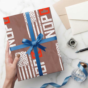 Funny Nope No Kings Vintage American Flag Wrapping Paper Roll - Print Your Wear