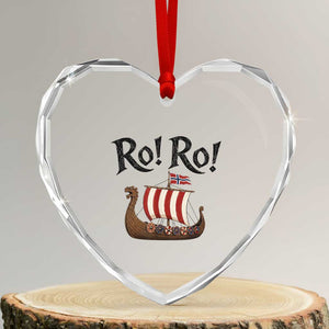 Funny Norwegian Viking Longship Ro Ro Heart Crystal Glass Ornament Retro Norge Norway Flag Football Fans TS02 Transparent Glass 3'' Heart Print Your Wear