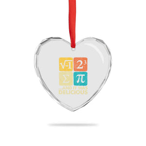 Funny Number Pi Heart Crystal Glass Ornament I Ate Some Pie and It Was Delicious Funny PI Day Math Pun TS02 Print Your Wear