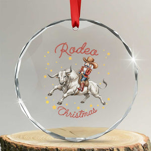 Funny Nutcracker Bull Riding Rodeo Christmas Crystal Glass Ornament Western Holiday Gift TS12 Transparent Glass 3'' Circle Print Your Wear