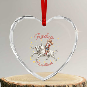Funny Nutcracker Bull Riding Rodeo Christmas Heart Crystal Glass Ornament Western Holiday Gift TS12 Transparent Glass 3'' Heart Print Your Wear