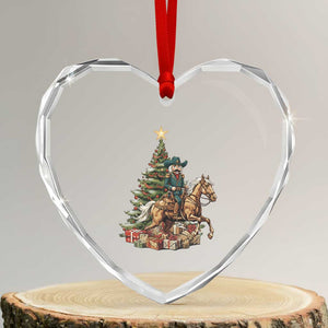 Funny Nutcracker Riding Horse Heart Crystal Glass Ornament Western Life Christmas Gift TS12 Transparent Glass 3'' Heart Print Your Wear