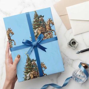 Funny Nutcracker Riding Horse Wrapping Paper Roll Western Life Christmas Gift TS12 Light Blue Print Your Wear