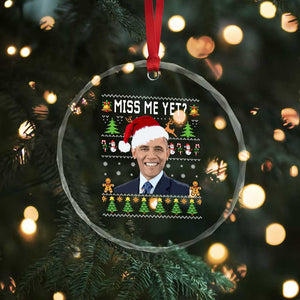 Funny Obama Ugly Xmas Crystal Glass Ornament Miss Me Yet Pajamas Ugly TS10 Print Your Wear