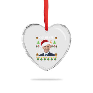Funny Obama Ugly Xmas Heart Crystal Glass Ornament Miss Me Yet Pajamas Ugly TS10 Print Your Wear
