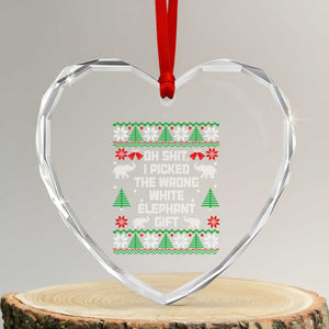 Funny Oh Shit I Picked The Wrong White Elephant Gift Heart Crystal Glass Ornament Christmas Gift Exchange TS11 Transparent Glass 3'' Heart Print Your Wear