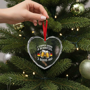 Funny Oktoberfest Beer Drinking Heart Crystal Glass Ornament I Stopped Giving A Schnitzel 3 Beers Ago