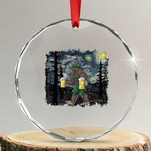 Funny Oktoberfest Bigfoot Crystal Glass Ornament Starry Night German Sasquatch Beer Lederhose TS10 Transparent Glass 3'' Circle Print Your Wear