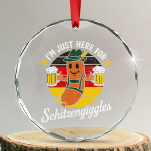 Funny Oktoberfest Crystal Glass Ornament Just Here for Schitzengiggles German Flag TS10 Transparent Glass 3'' Circle Print Your Wear