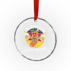 Funny Oktoberfest Crystal Glass Ornament Just Here for Schitzengiggles German Flag TS10 Print Your Wear