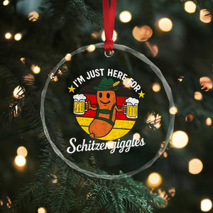 Funny Oktoberfest Crystal Glass Ornament Just Here for Schitzengiggles German Flag TS10 Print Your Wear