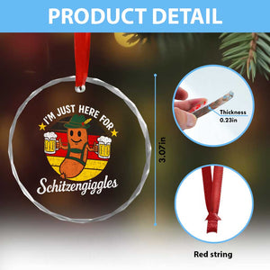 Funny Oktoberfest Crystal Glass Ornament Just Here for Schitzengiggles German Flag TS10 Print Your Wear