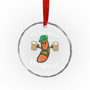 Funny Oktoberfest Crystal Glass Ornament On My Wurst Behavior German Sausage TS02 Print Your Wear