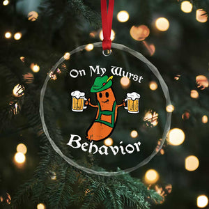 Funny Oktoberfest Crystal Glass Ornament On My Wurst Behavior German Sausage TS02 Print Your Wear