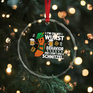 Funny Oktoberfest Crystal Glass Ornament On My Wurst Behavior Sarcastic German TS10 Print Your Wear