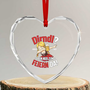Funny Oktoberfest Dab Girl Heart Crystal Glass Ornament Dirndl I Bin Nur Zum Feiern Da Party TS02 Transparent Glass 3'' Heart Print Your Wear