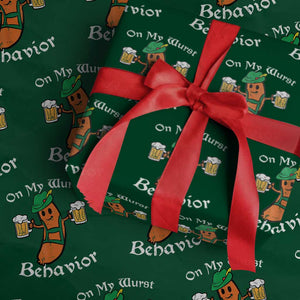Funny Oktoberfest Wrapping Paper Roll On My Wurst Behavior German Sausage TS02 Green Print Your Wear