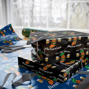 Funny Oktoberfest Wrapping Paper Roll On My Wurst Behavior German Sausage TS02 Black Print Your Wear