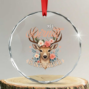 Funny Oktoberfest Deer Crystal Glass Ornament Mei Dirndl Is In Da Wasch German Bavarian Costume TS02 Transparent Glass 3'' Circle Print Your Wear