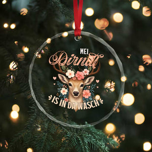Funny Oktoberfest Deer Crystal Glass Ornament Mei Dirndl Is In Da Wasch German Bavarian Costume TS02 Print Your Wear