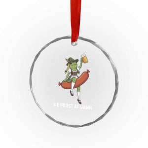 Funny Oktoberfest Frog Crystal Glass Ornament We Prost At Dawn Dirndl Sausage Beer Lover