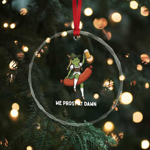 Funny Oktoberfest Frog Crystal Glass Ornament We Prost At Dawn Dirndl Sausage Beer Lover
