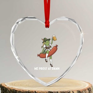 Funny Oktoberfest Frog Heart Crystal Glass Ornament We Prost At Dawn Dirndl Sausage Beer Lover